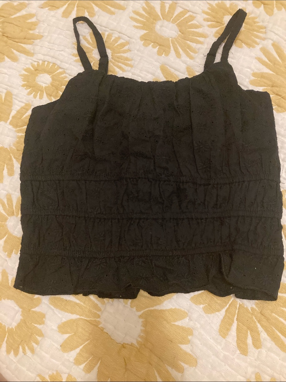 art class Black Eyelet Smocked Cami